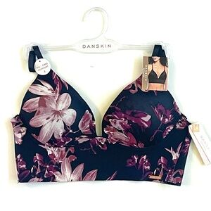 DANSKIN INTIMATES Bra SIZE 34B Black Moody Floral Convertible Wire Free NWT